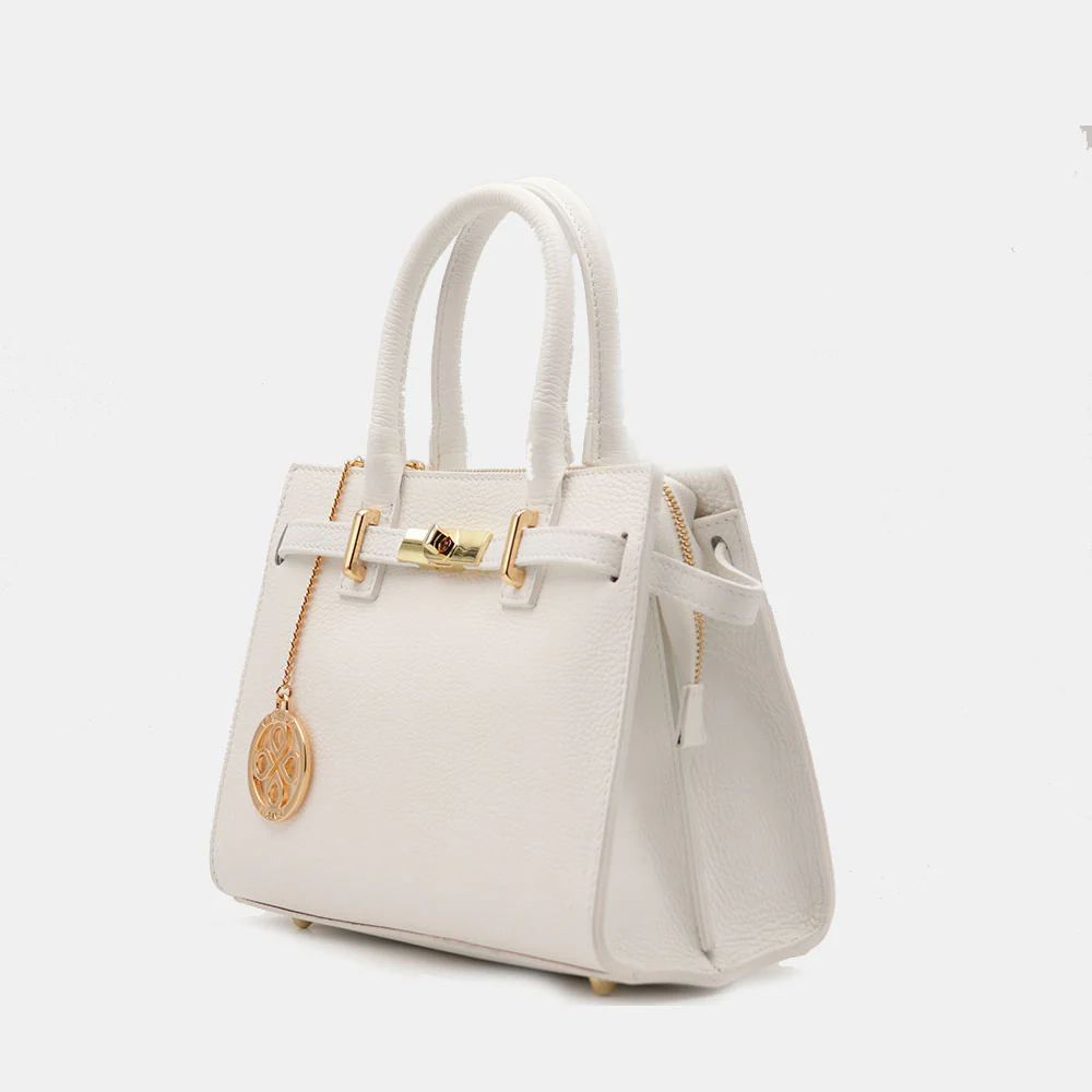 Borsa Donna a Mano VIAVERDI in Pelle Bianca Made in Italy linea Artimino - Image 3