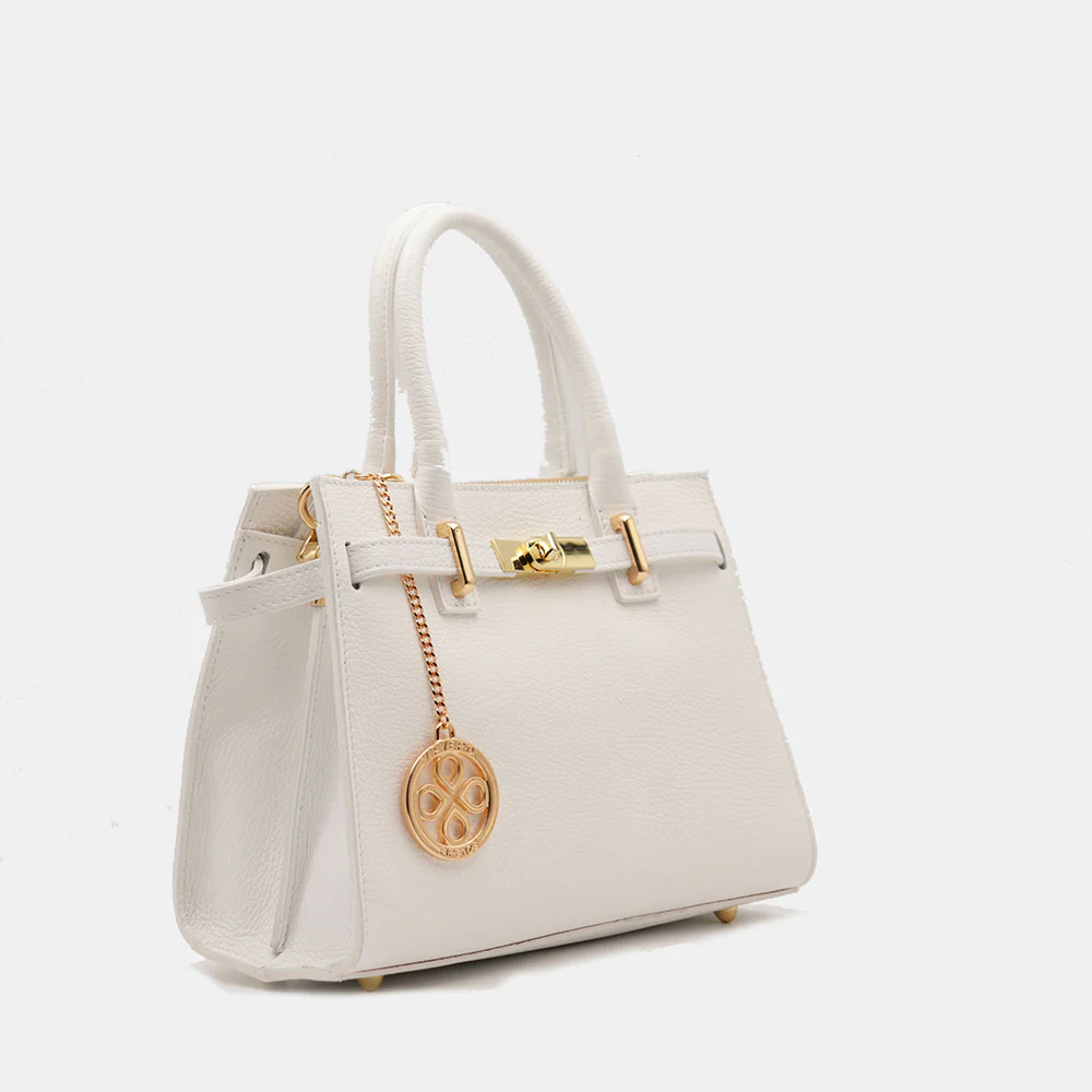 Borsa Donna a Mano VIAVERDI in Pelle Bianca Made in Italy linea Artimino - Image 4