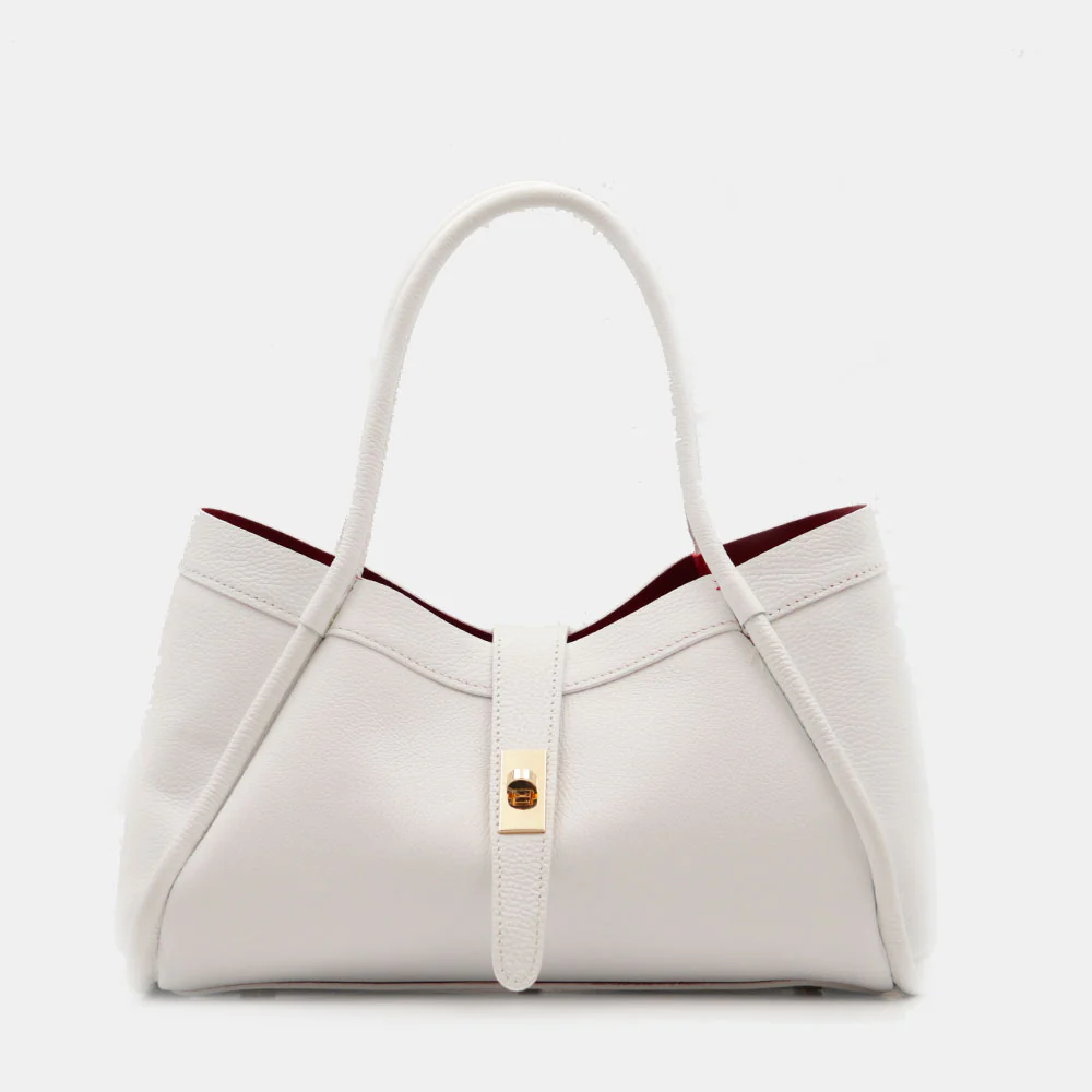 Borsa Donna a Mano VIAVERDI in Pelle Bianca Made in Italy linea Cortona