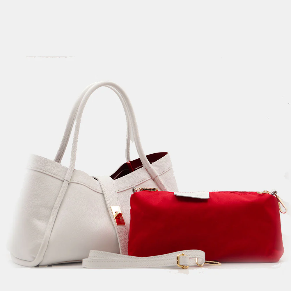 Borsa Donna a Mano VIAVERDI in Pelle Bianca Made in Italy linea Cortona - Image 10