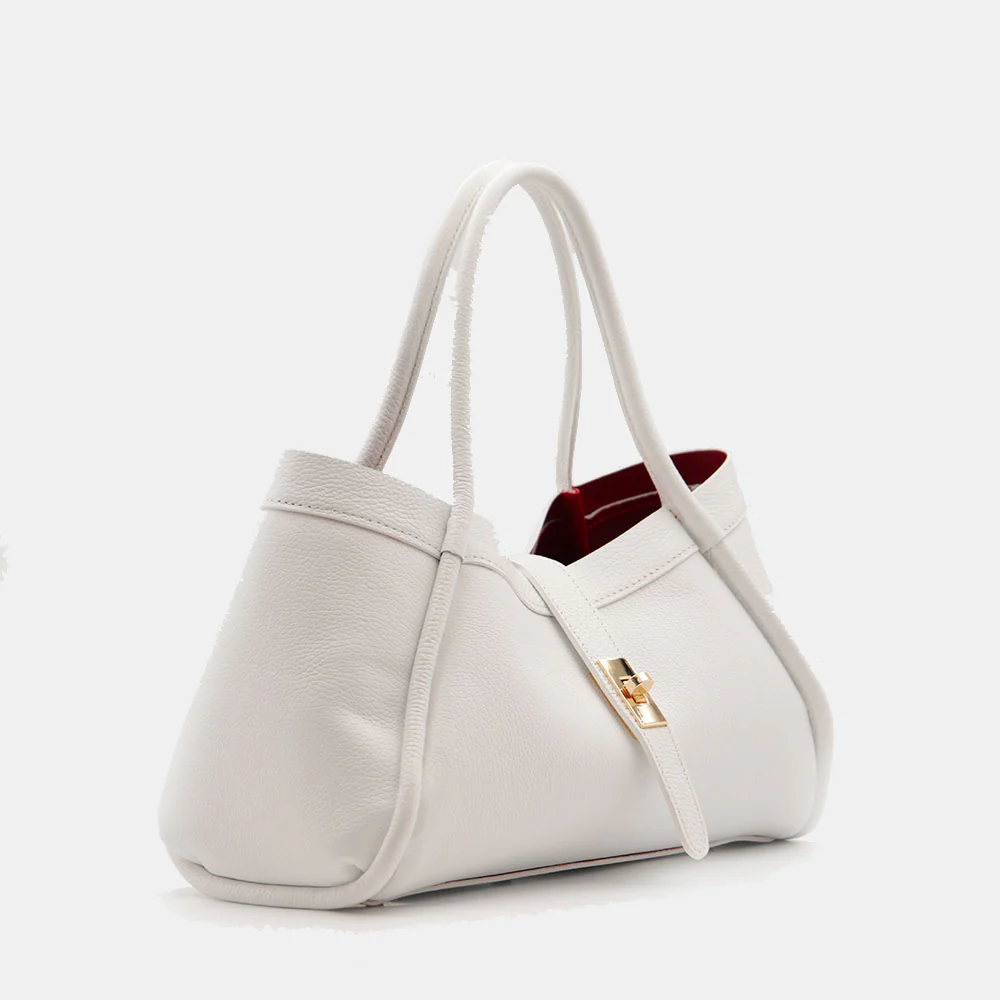 Borsa Donna a Mano VIAVERDI in Pelle Bianca Made in Italy linea Cortona - Image 5