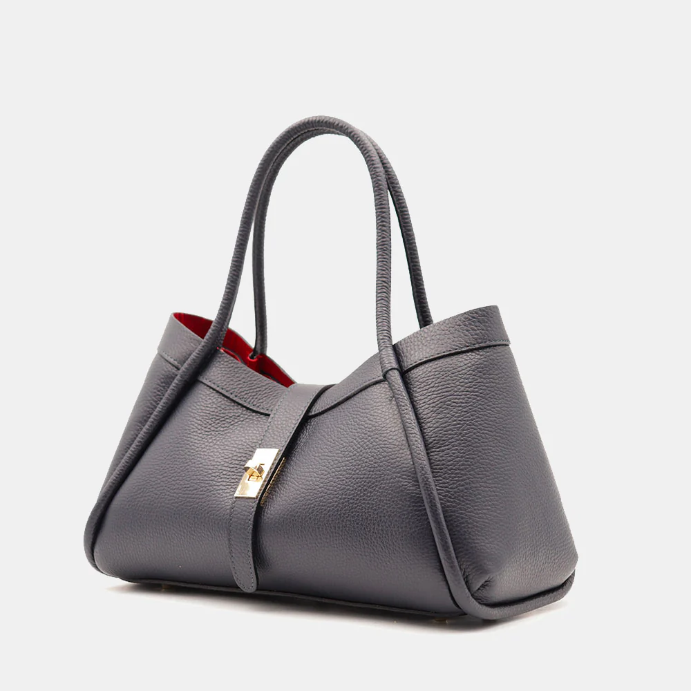 Borsa Donna a Mano VIAVERDI in Pelle Blu Made in Italy linea Cortona - Image 3