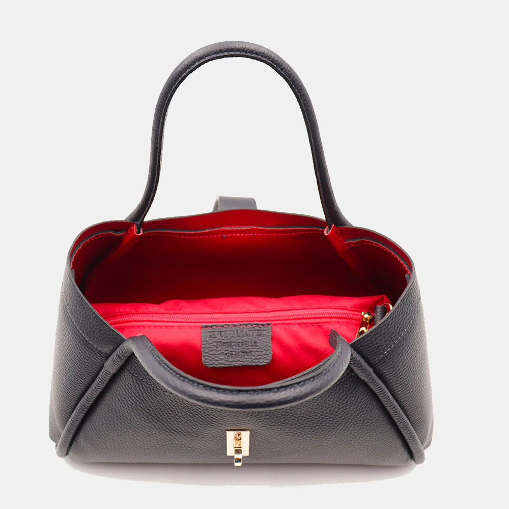 Borsa Donna a Mano VIAVERDI in Pelle Blu Made in Italy linea Cortona - Image 8