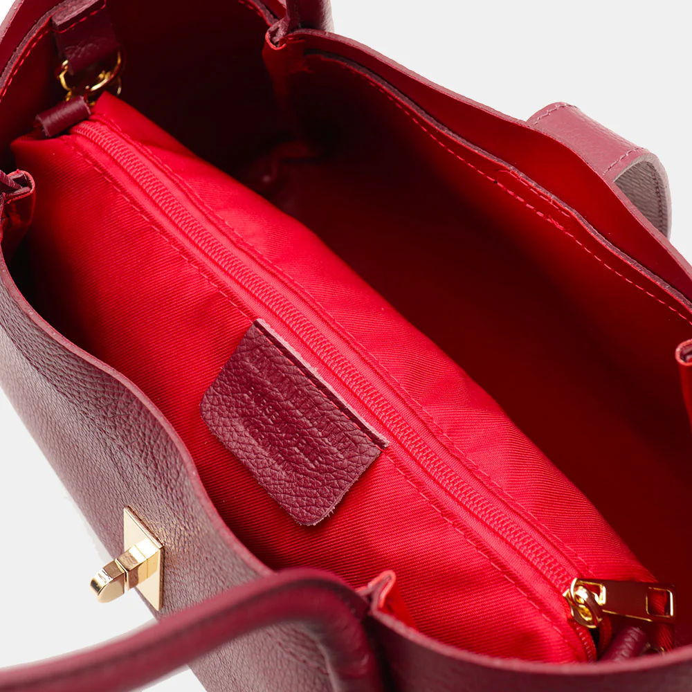 Borsa Donna a Mano VIAVERDI in Pelle Bordeaux Made in Italy linea Cortona - Image 10