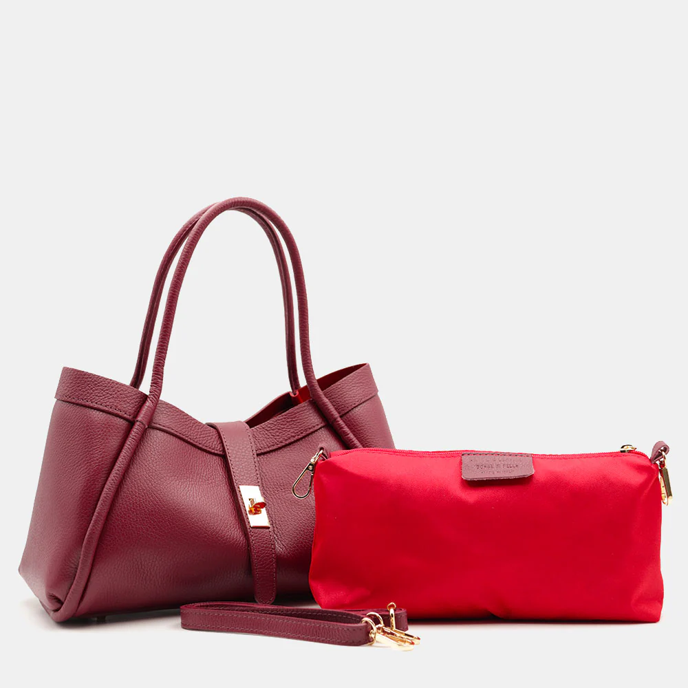 Borsa Donna a Mano VIAVERDI in Pelle Bordeaux Made in Italy linea Cortona - Image 11