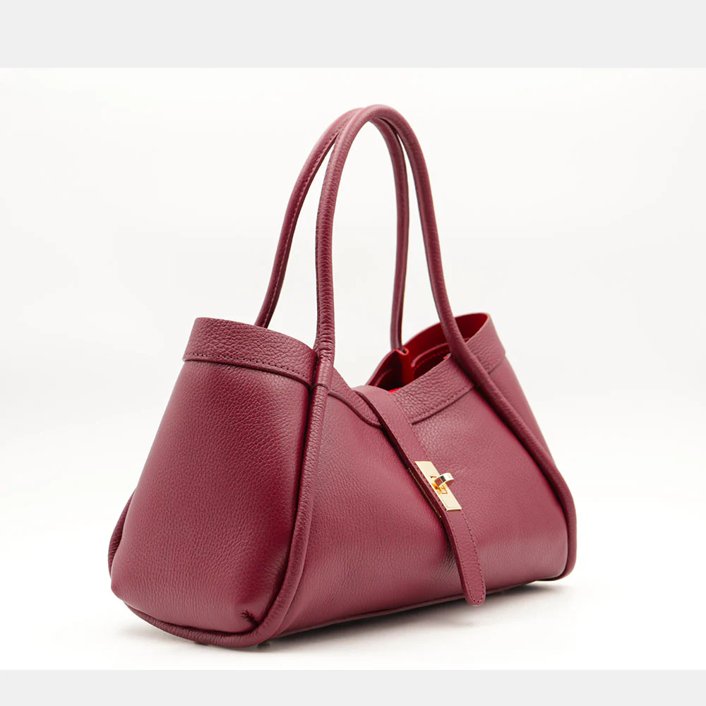 Borsa Donna a Mano VIAVERDI in Pelle Bordeaux Made in Italy linea Cortona - Image 5