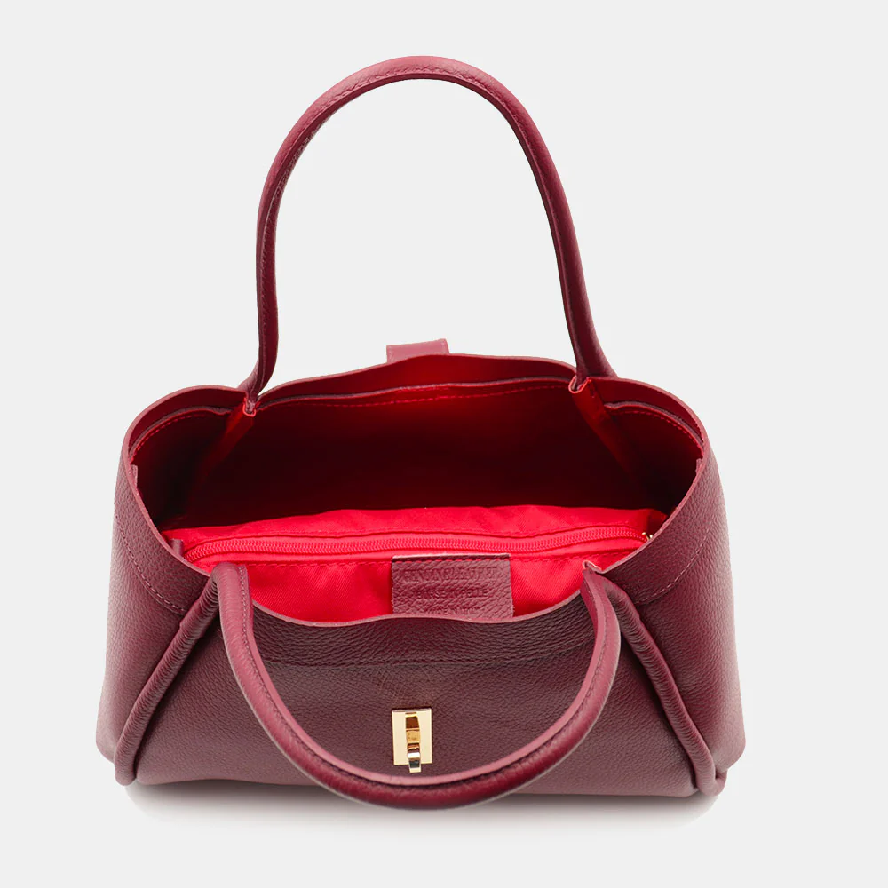 Borsa Donna a Mano VIAVERDI in Pelle Bordeaux Made in Italy linea Cortona - Image 9