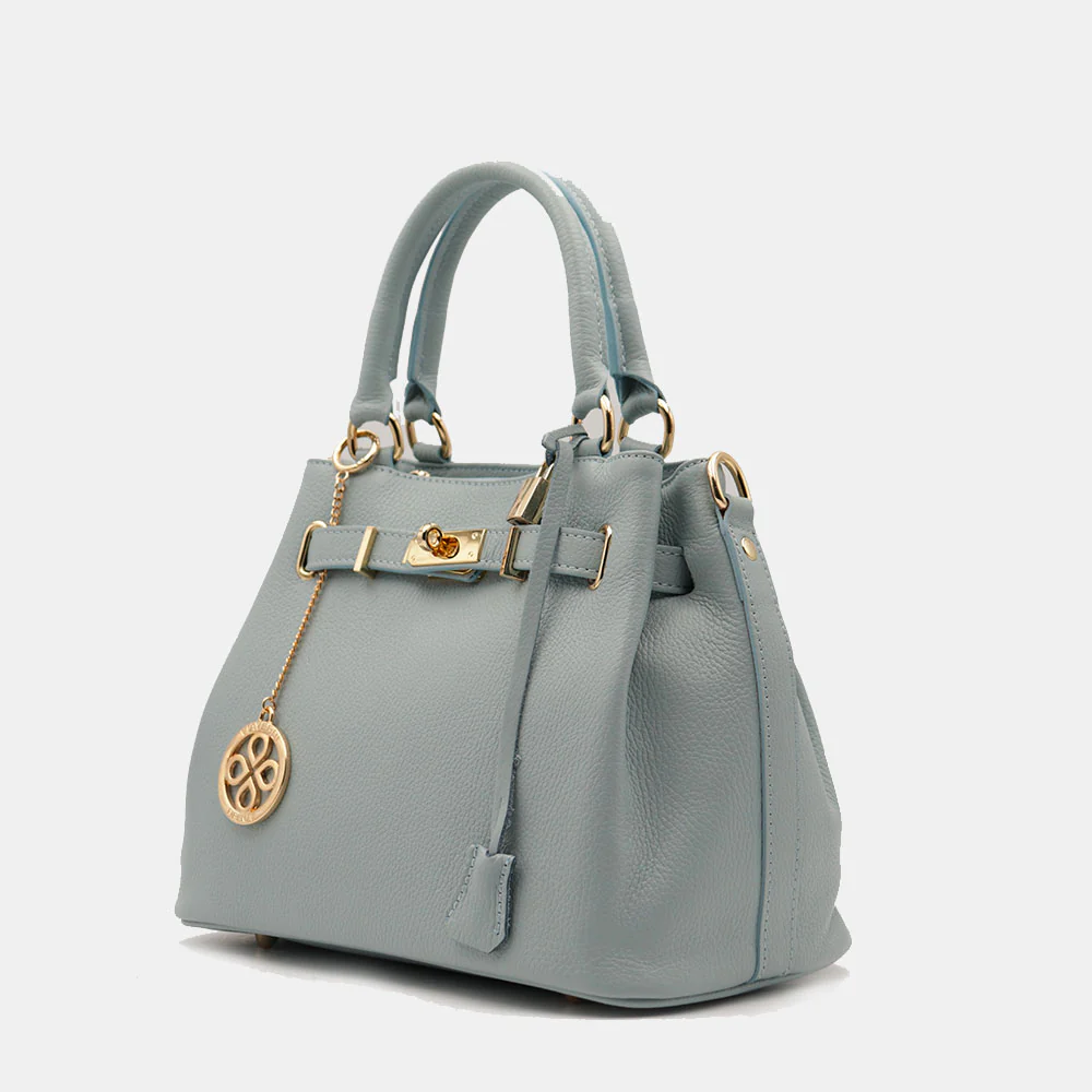 Borsa Donna a Mano VIAVERDI in Pelle Celeste Avio Made in Italy linea Artimino - Image 3