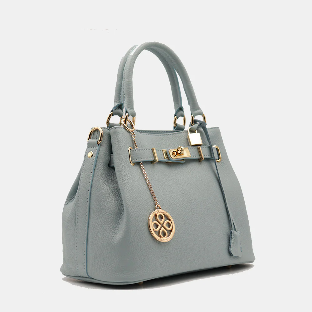 Borsa Donna a Mano VIAVERDI in Pelle Celeste Avio Made in Italy linea Artimino - Image 4