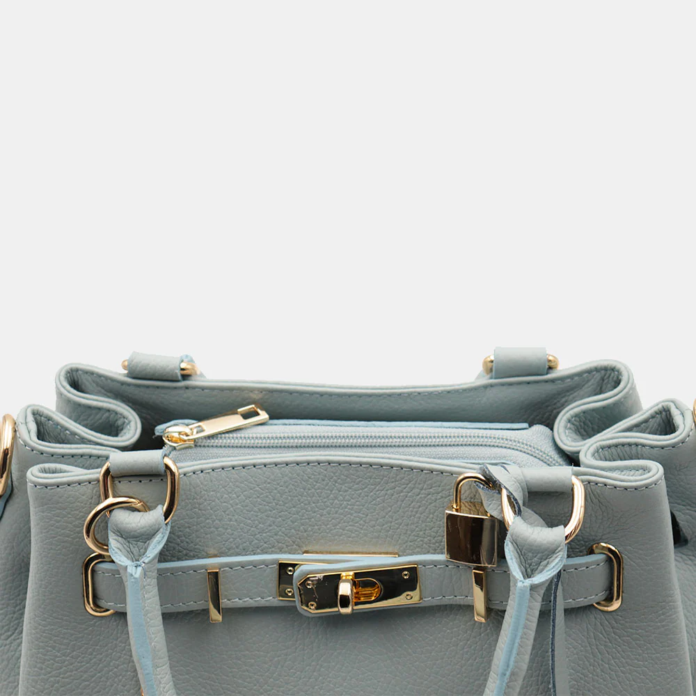 Borsa Donna a Mano VIAVERDI in Pelle Celeste Avio Made in Italy linea Artimino - Image 8