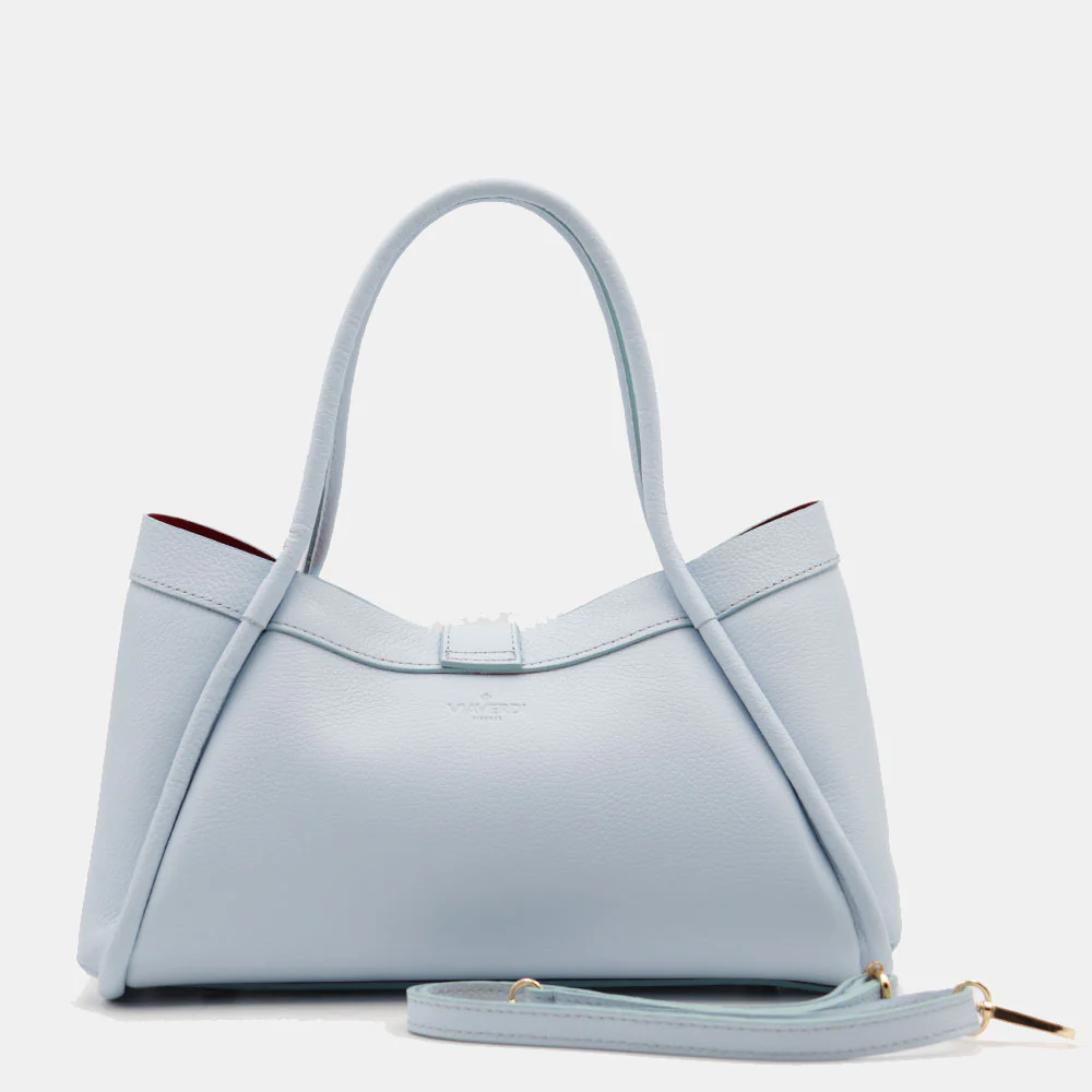 Borsa Donna a Mano VIAVERDI in Pelle Celeste Made in Italy linea Cortona - Image 6