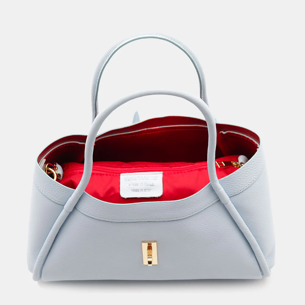 Borsa Donna a Mano VIAVERDI in Pelle Celeste Made in Italy linea Cortona - Image 7