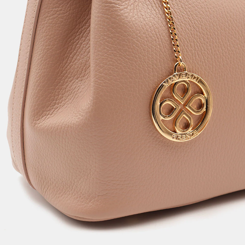 Borsa Donna a Mano VIAVERDI in Pelle Cipria Made in Italy linea Artimino - Image 10