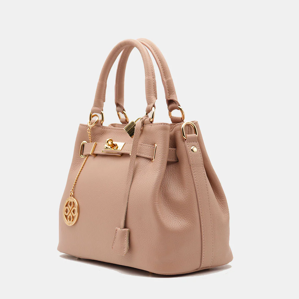 Borsa Donna a Mano VIAVERDI in Pelle Cipria Made in Italy linea Artimino - Image 3
