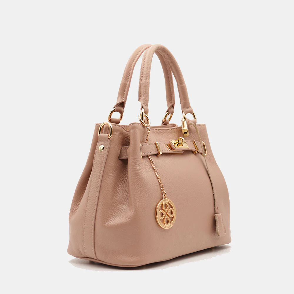 Borsa Donna a Mano VIAVERDI in Pelle Cipria Made in Italy linea Artimino - Image 5
