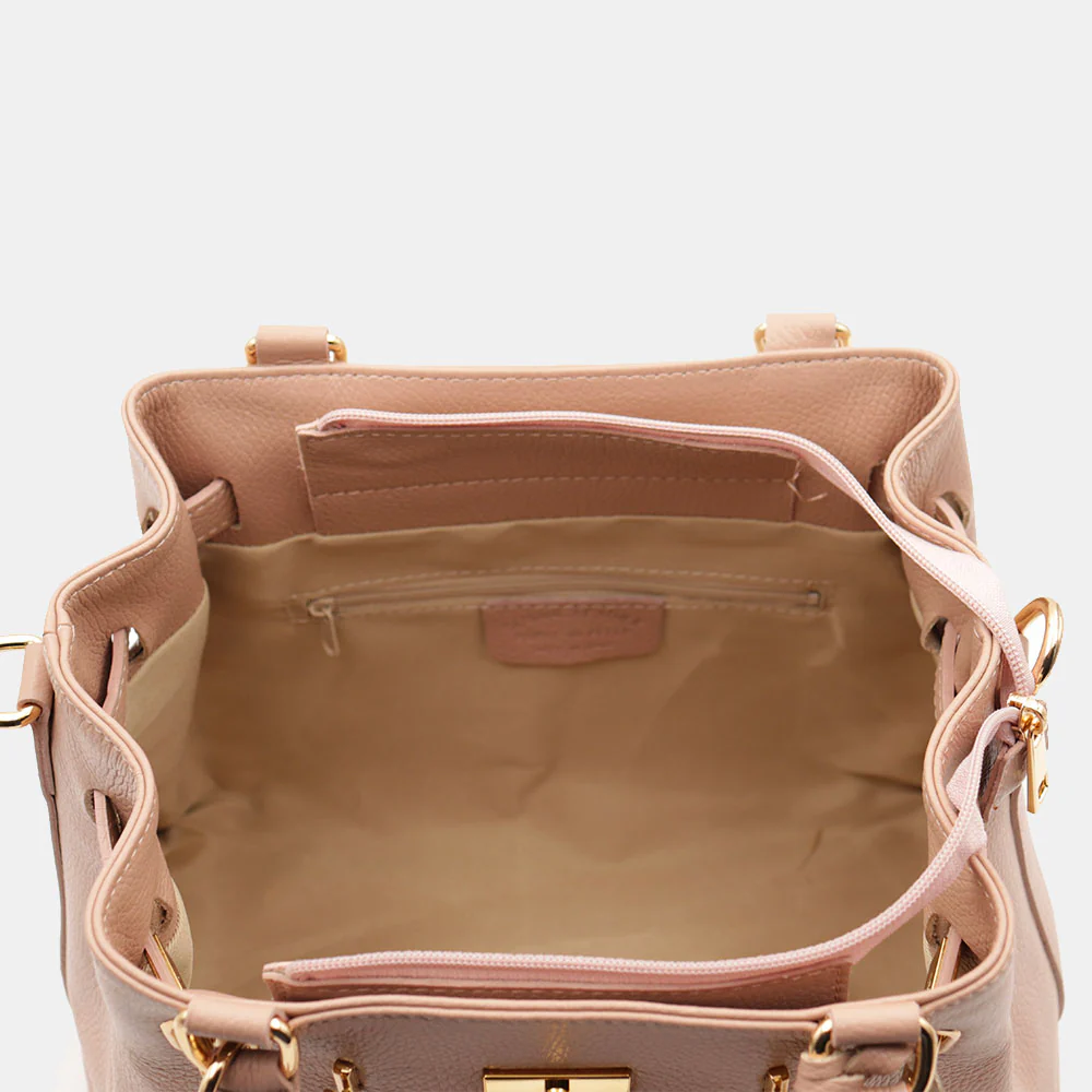 Borsa Donna a Mano VIAVERDI in Pelle Cipria Made in Italy linea Artimino - Image 9