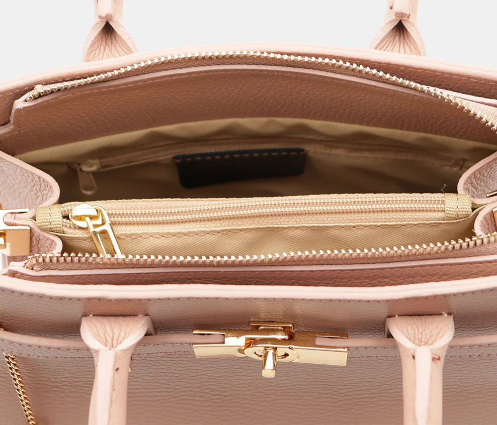 Borsa Donna a Mano VIAVERDI in Pelle Cipria Made in Italy linea Artimino - Image 8