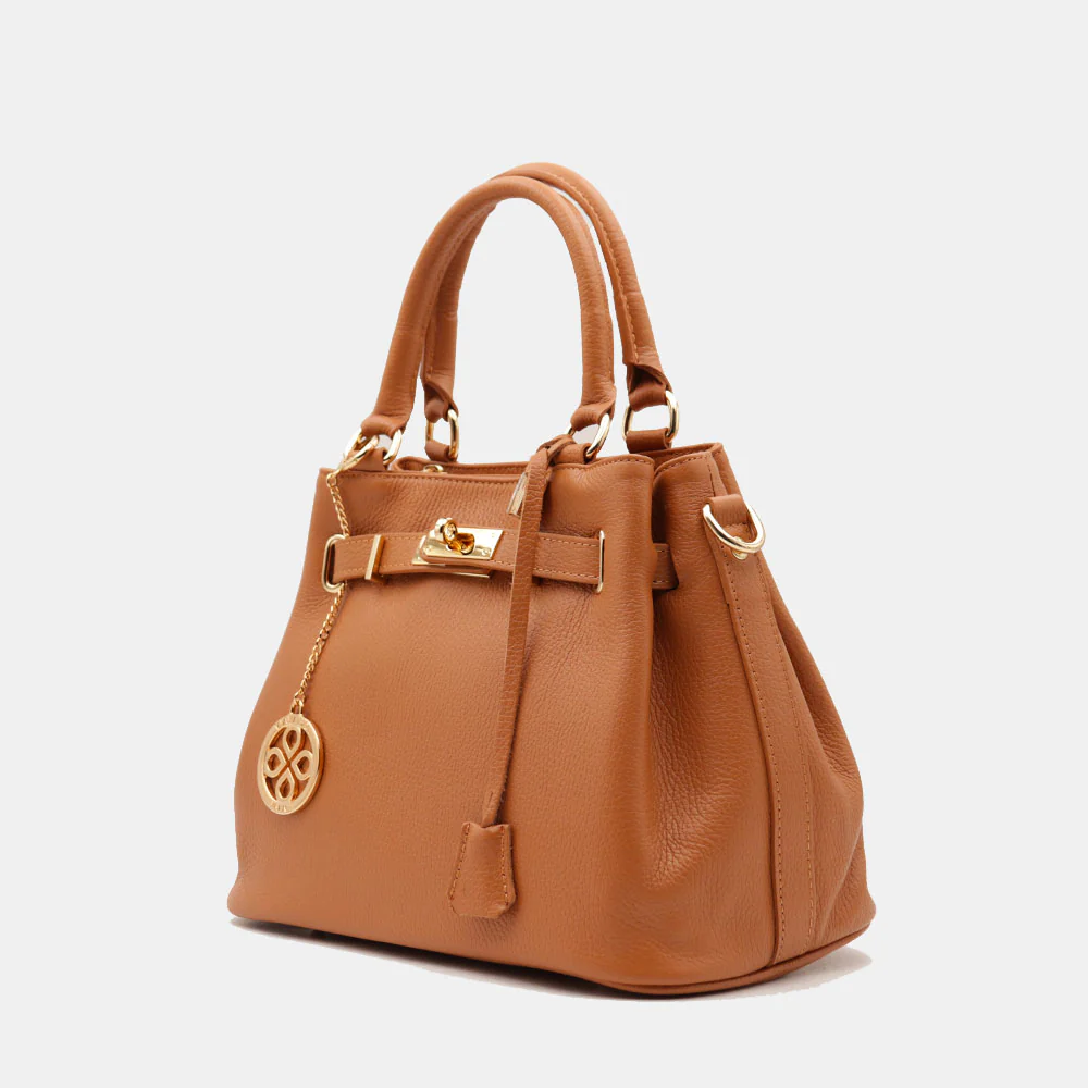 Borsa Donna a Mano VIAVERDI in Pelle color Cuoio Made in Italy linea Artimino - Image 3
