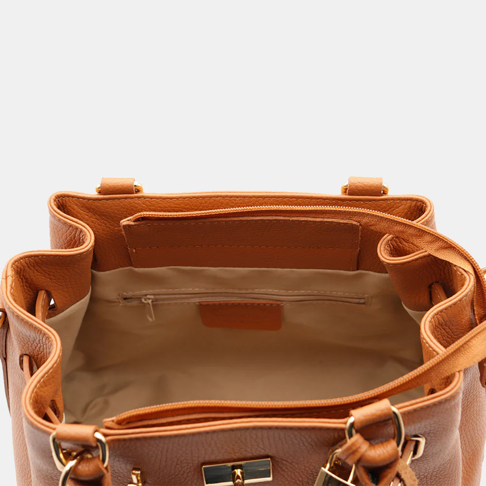 Borsa Donna a Mano VIAVERDI in Pelle color Cuoio Made in Italy linea Artimino - Image 8