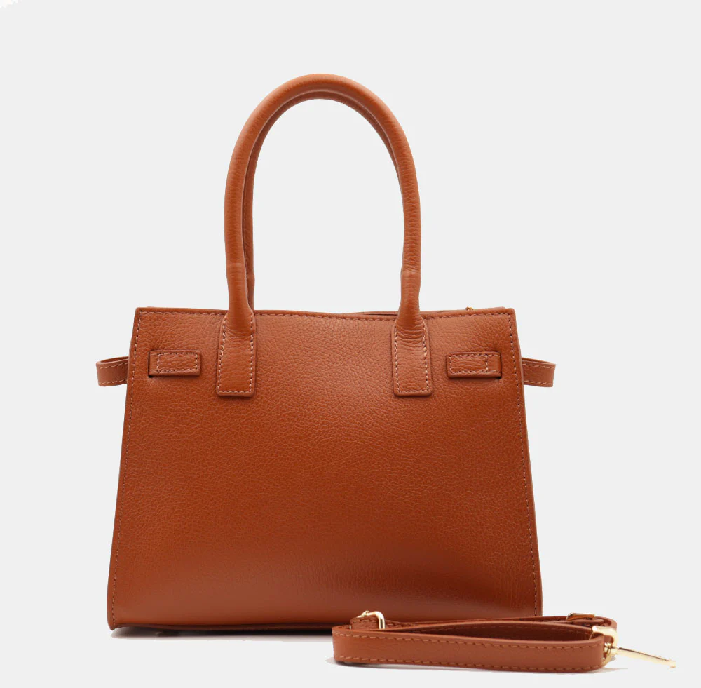 Borsa Donna a Mano VIAVERDI in Pelle color Cuoio Made in Italy linea Artimino - Image 5