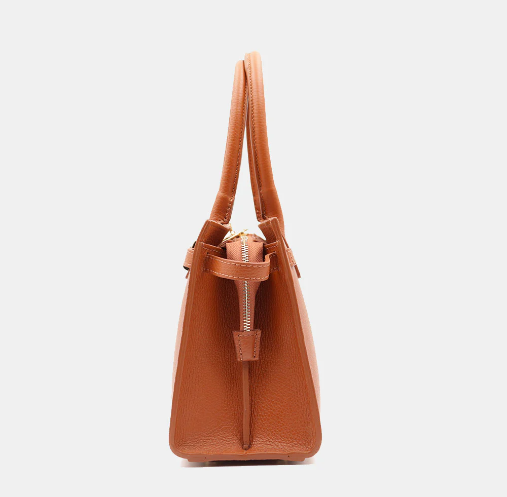 Borsa Donna a Mano VIAVERDI in Pelle color Cuoio Made in Italy linea Artimino - Image 6