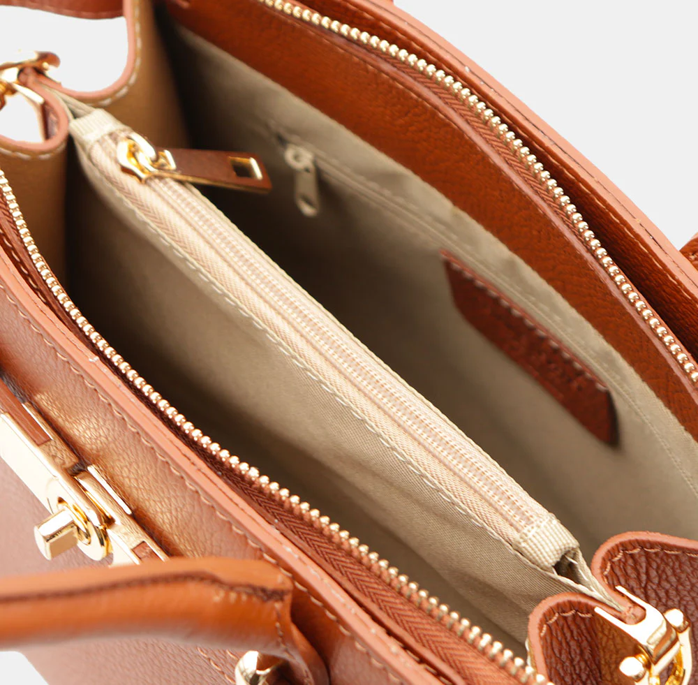 Borsa Donna a Mano VIAVERDI in Pelle color Cuoio Made in Italy linea Artimino - Image 8