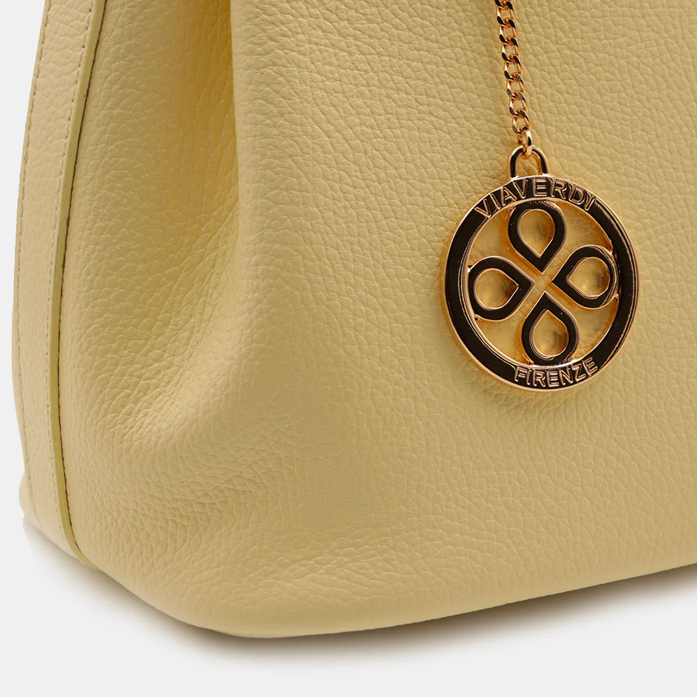 Borsa Donna a Mano VIAVERDI in Pelle Gialla Made in Italy linea Artimino - Image 10