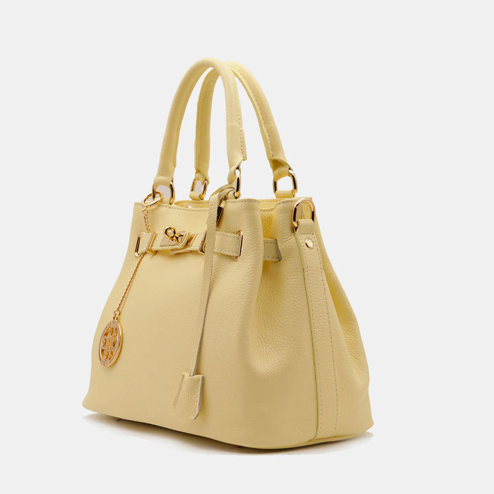 Borsa Donna a Mano VIAVERDI in Pelle Gialla Made in Italy linea Artimino - Image 3