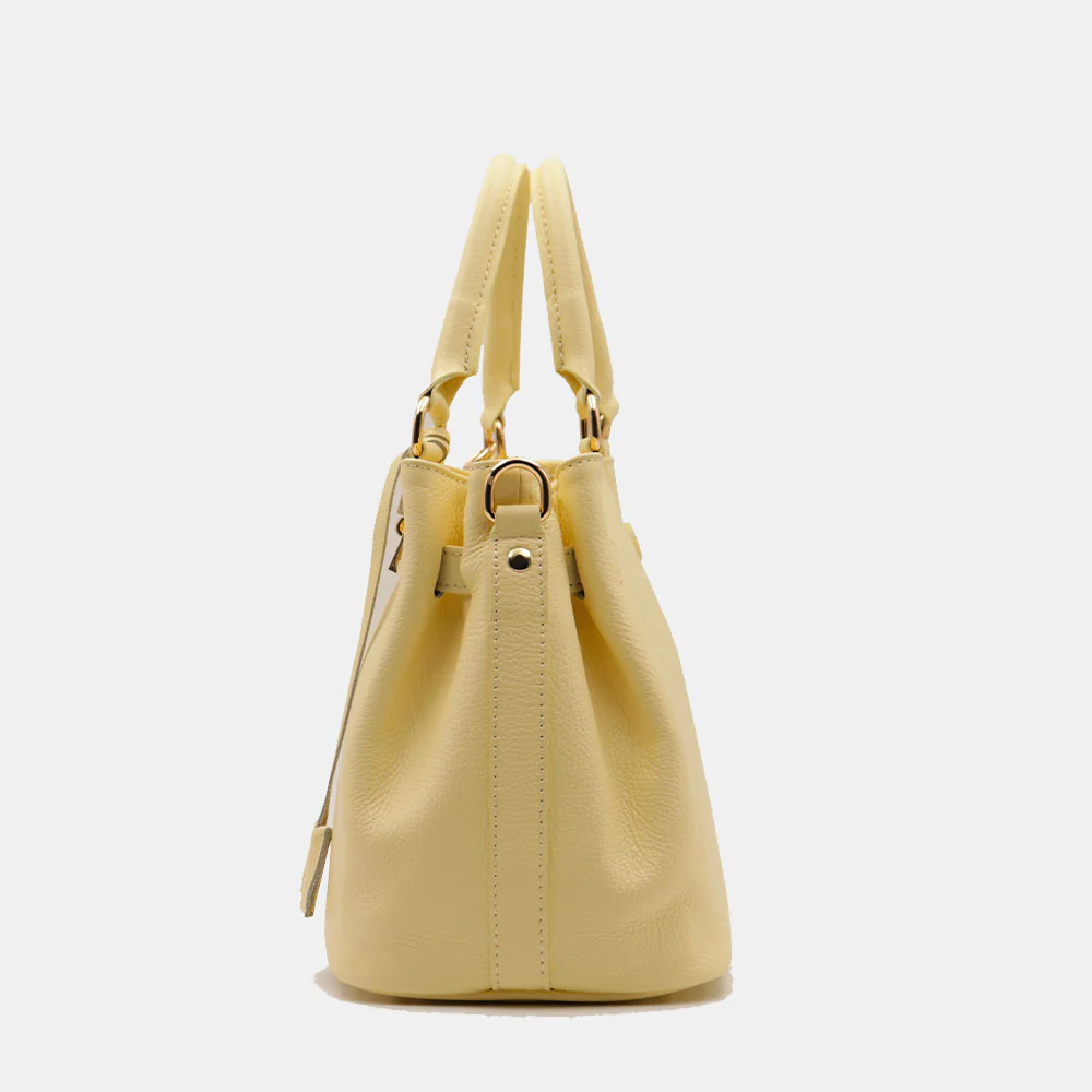 Borsa Donna a Mano VIAVERDI in Pelle Gialla Made in Italy linea Artimino - Image 7