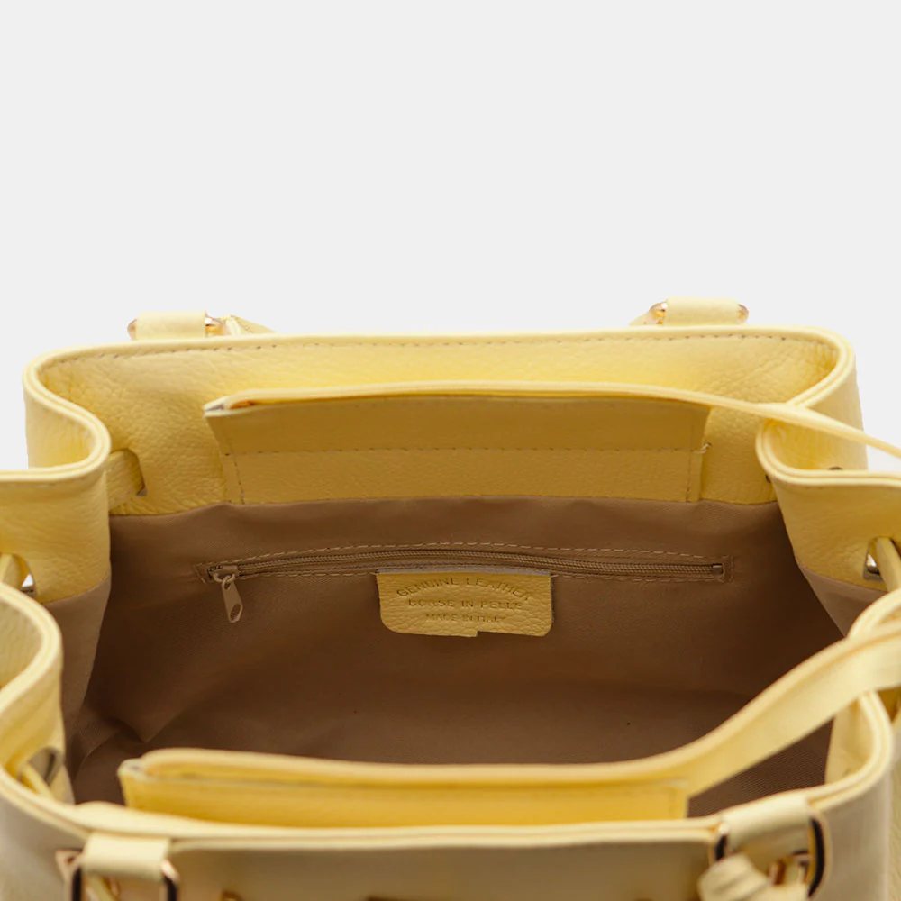 Borsa Donna a Mano VIAVERDI in Pelle Gialla Made in Italy linea Artimino - Image 9