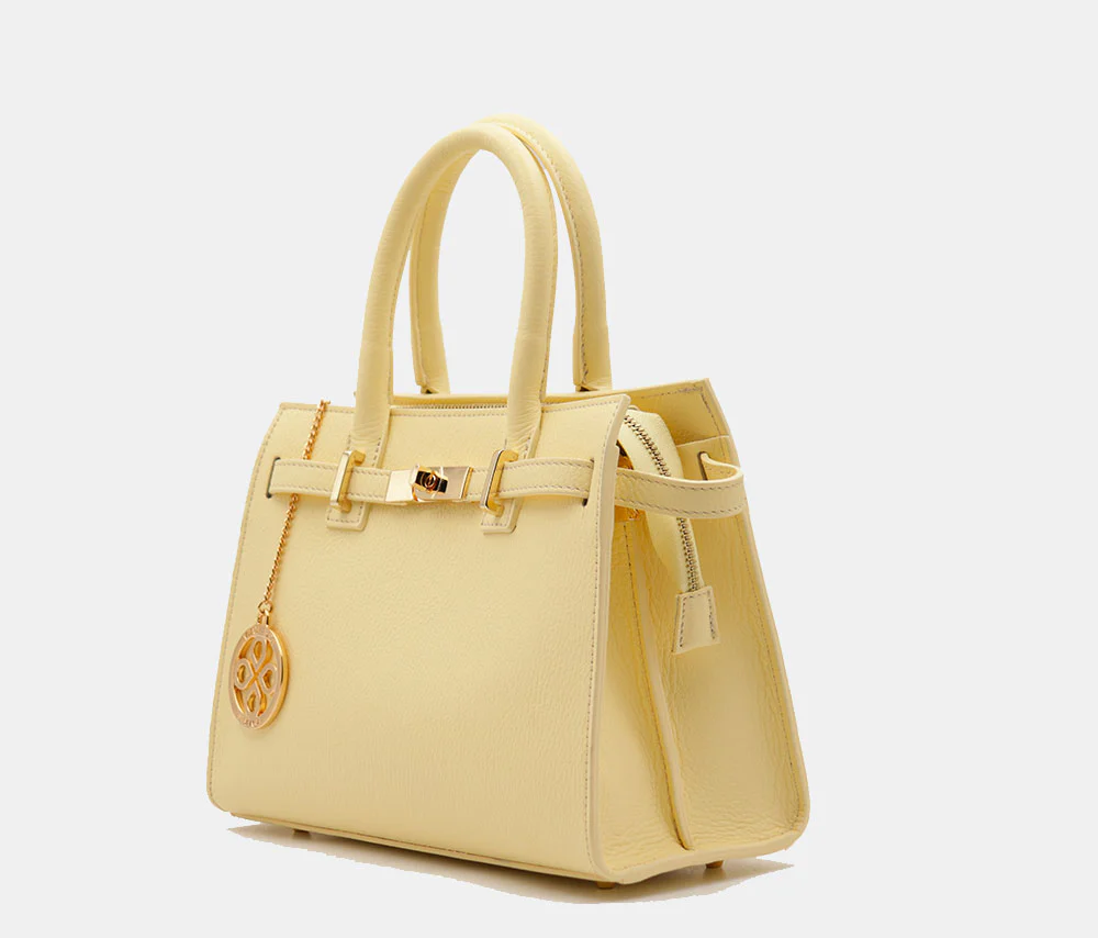 Borsa Donna a Mano VIAVERDI in Pelle Gialla Made in Italy linea Artimino - Image 3