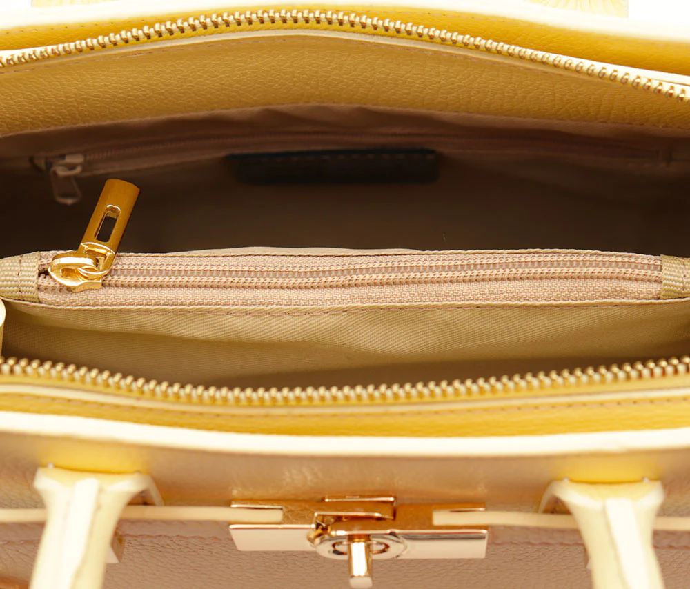 Borsa Donna a Mano VIAVERDI in Pelle Gialla Made in Italy linea Artimino - Image 8