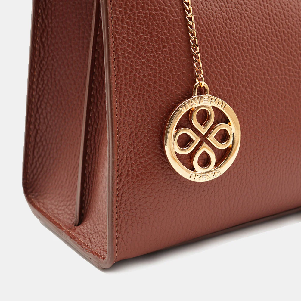 Borsa Donna a Mano VIAVERDI in Pelle Marrone Made in Italy linea Artimino - Image 10
