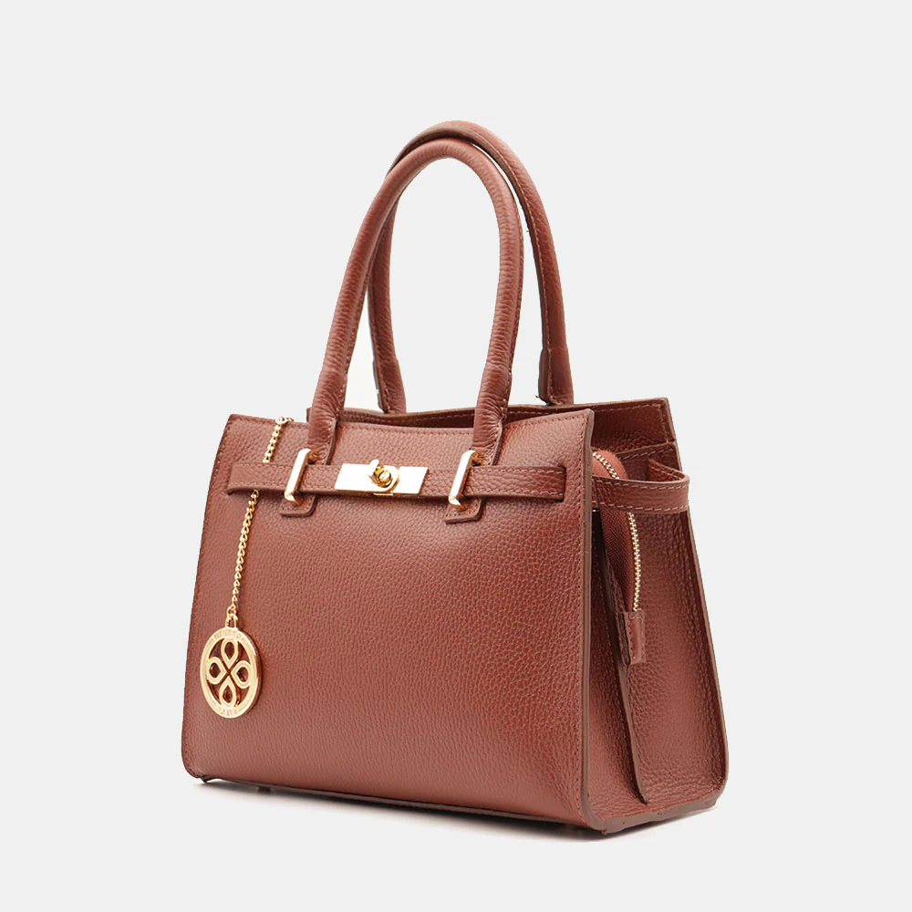 Borsa Donna a Mano VIAVERDI in Pelle Marrone Made in Italy linea Artimino - Image 3