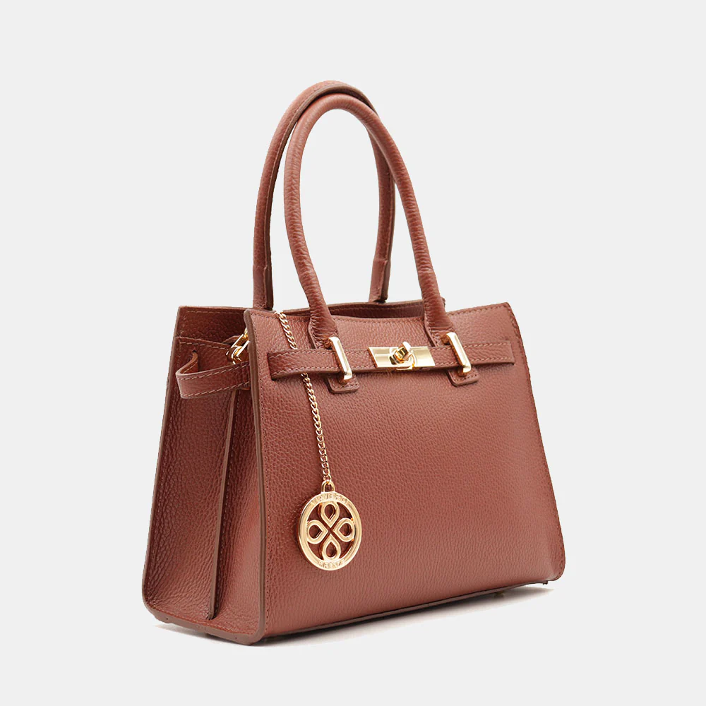 Borsa Donna a Mano VIAVERDI in Pelle Marrone Made in Italy linea Artimino - Image 4