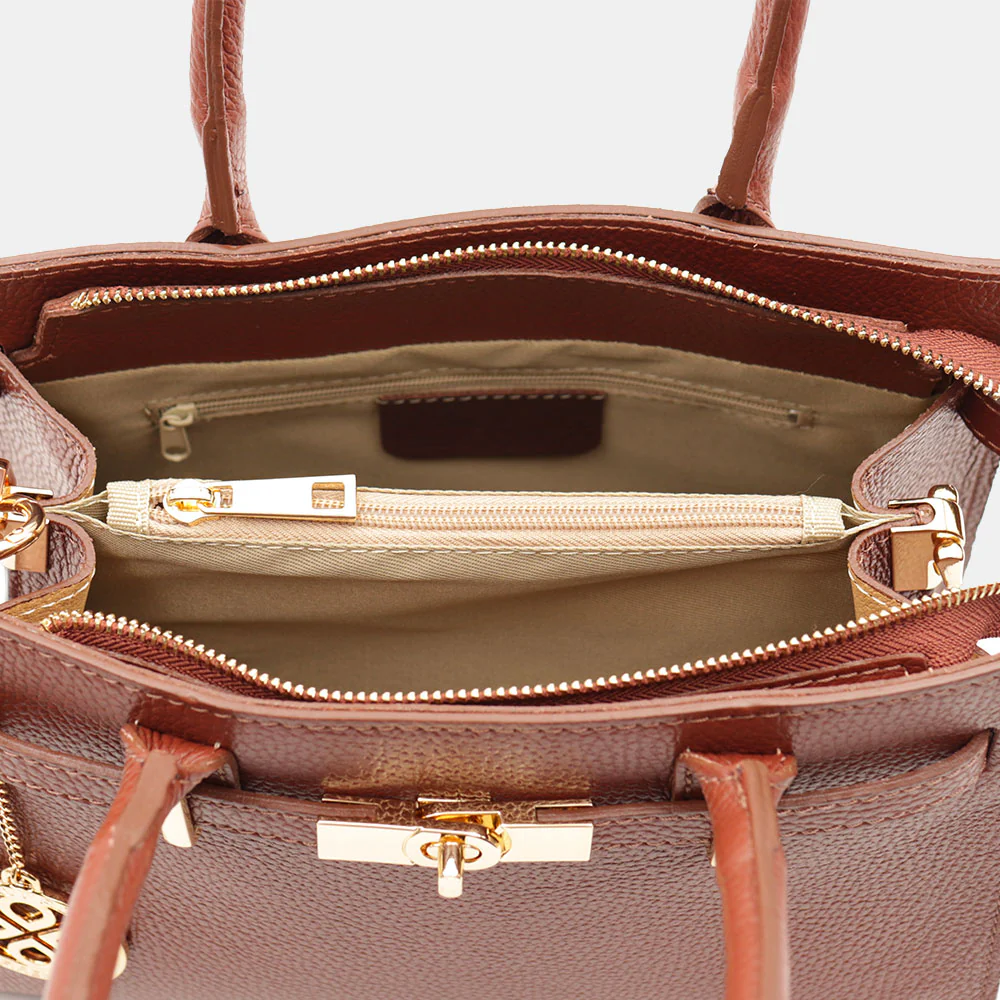 Borsa Donna a Mano VIAVERDI in Pelle Marrone Made in Italy linea Artimino - Image 7