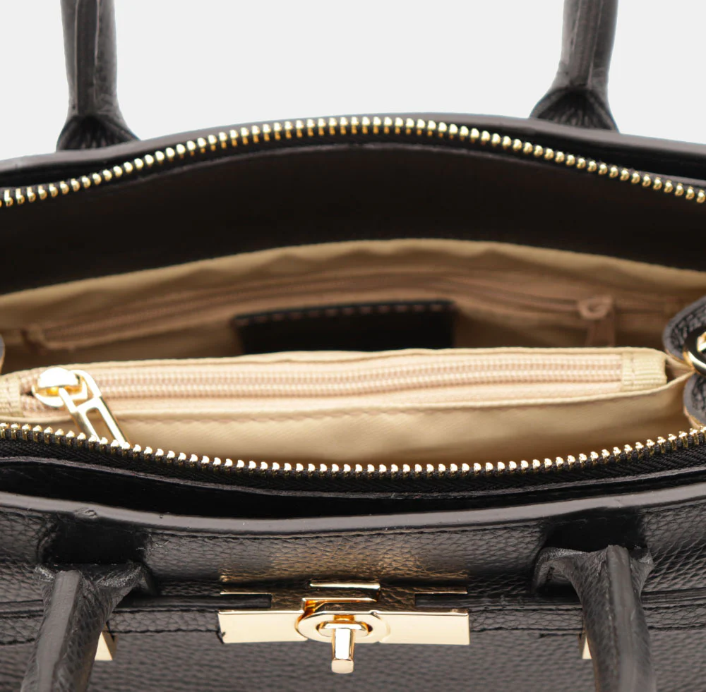 Borsa Donna a Mano VIAVERDI in Pelle Nera Made in Italy linea Artimino - Image 7