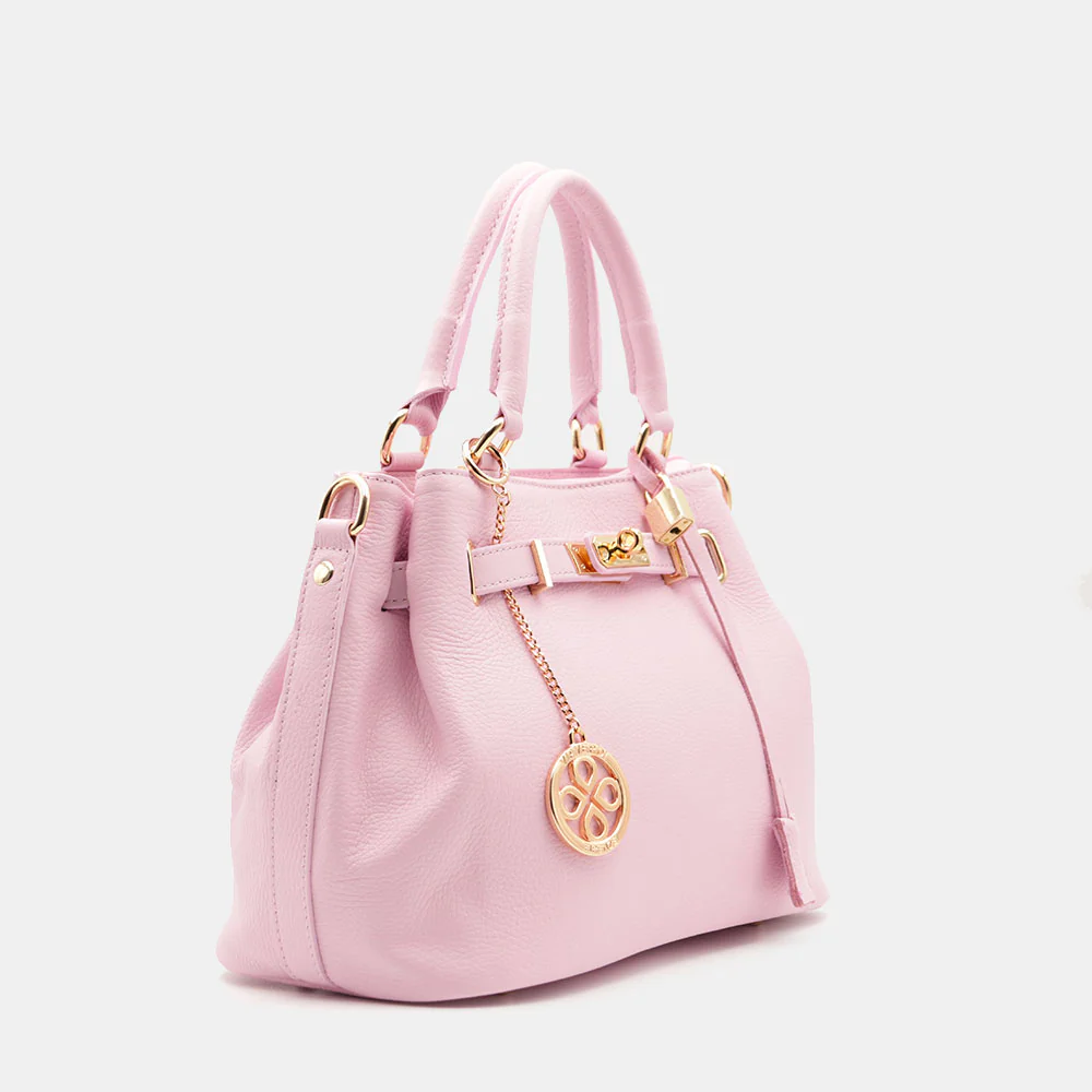 Borsa Donna a Mano VIAVERDI in Pelle Rosa Made in Italy linea Artimino - Image 4
