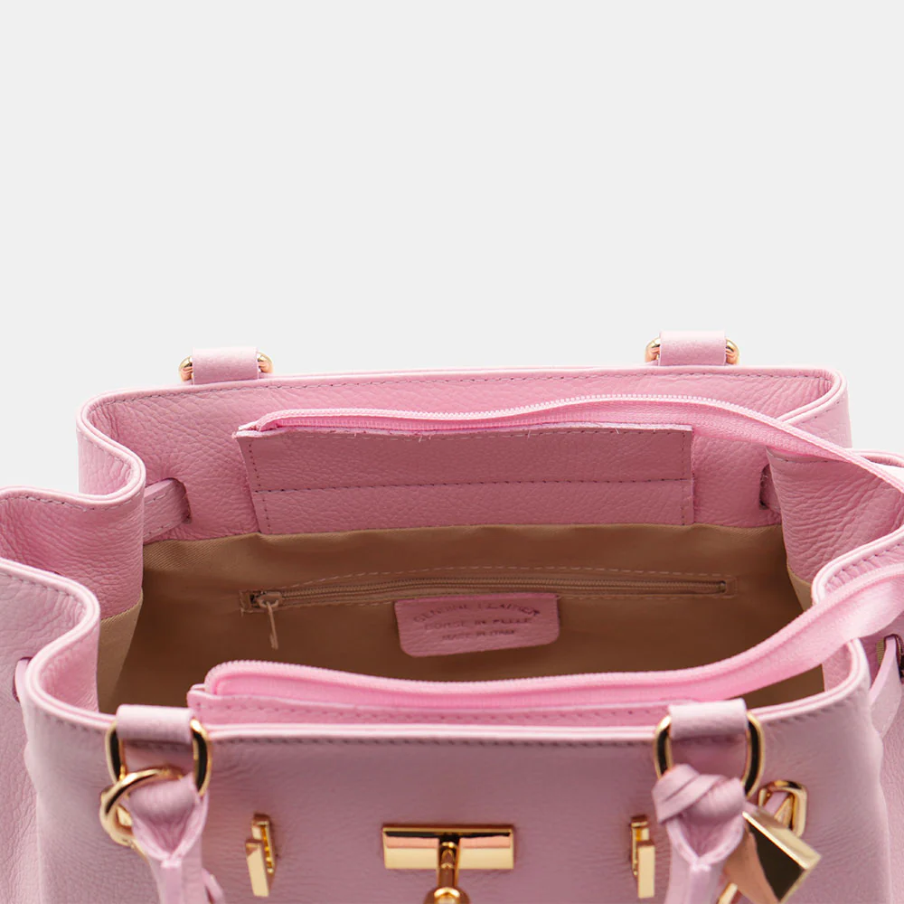 Borsa Donna a Mano VIAVERDI in Pelle Rosa Made in Italy linea Artimino - Image 8