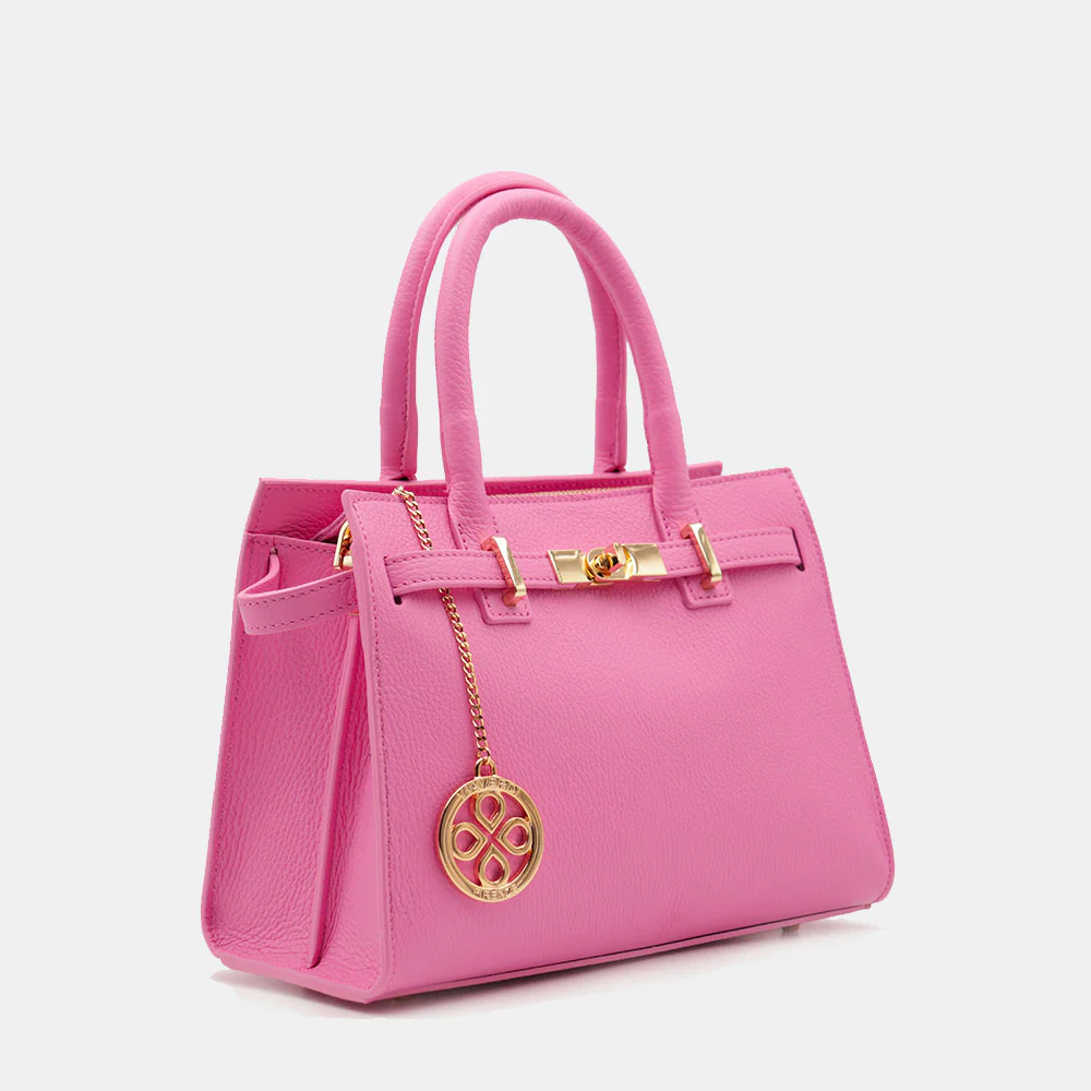 Borsa Donna a Mano VIAVERDI in Pelle Rosa Made in Italy linea Artimino - Image 4