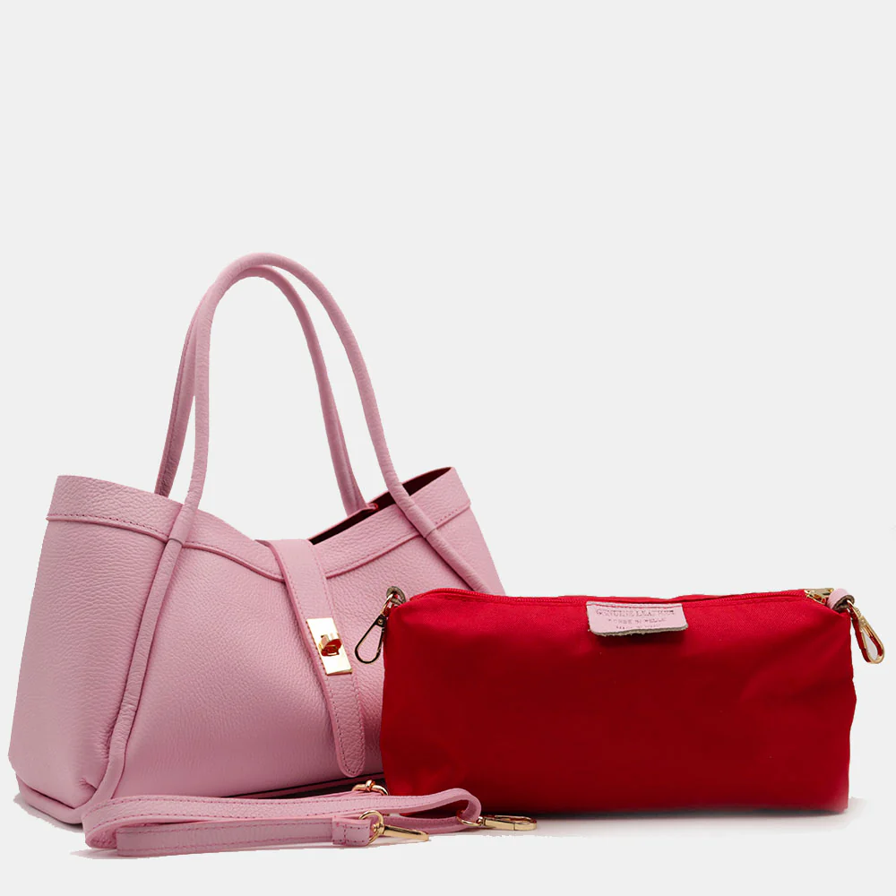 Borsa Donna a Mano VIAVERDI in Pelle Rosa Made in Italy linea Cortona - Image 10