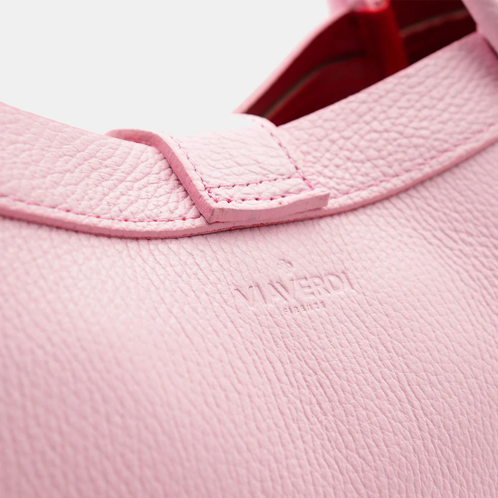 Borsa Donna a Mano VIAVERDI in Pelle Rosa Made in Italy linea Cortona - Image 11
