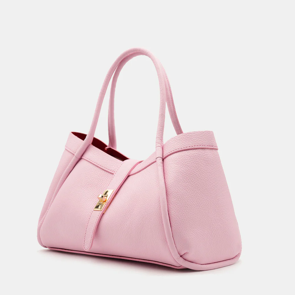 Borsa Donna a Mano VIAVERDI in Pelle Rosa Made in Italy linea Cortona - Image 3