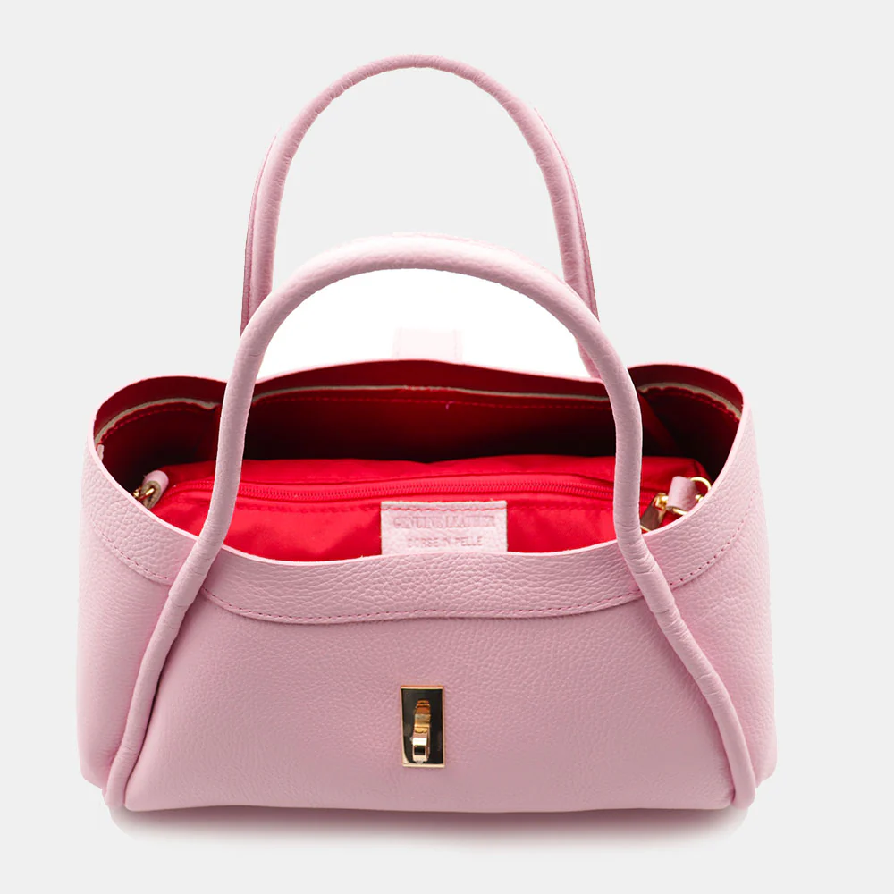 Borsa Donna a Mano VIAVERDI in Pelle Rosa Made in Italy linea Cortona - Image 7