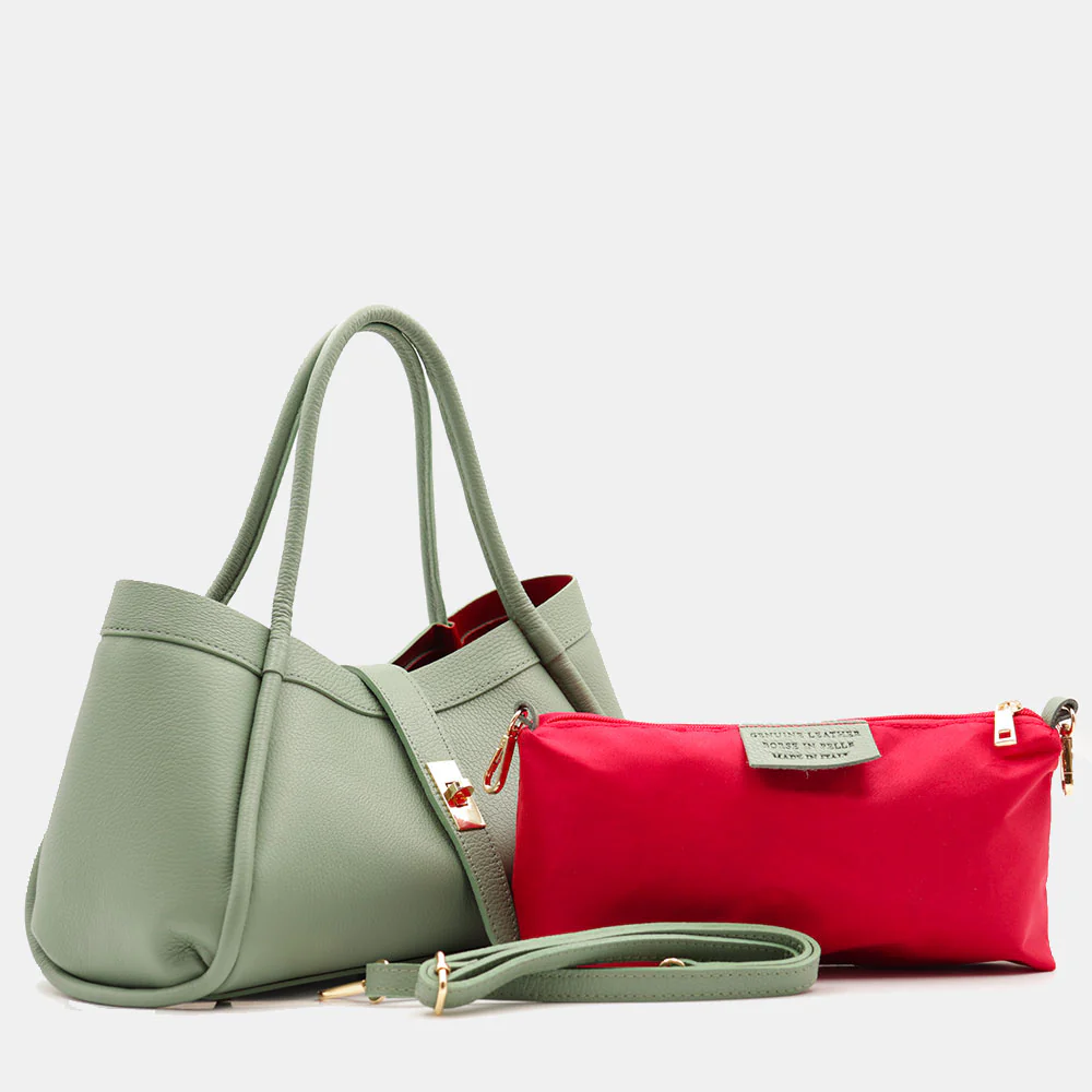 Borsa Donna a Mano VIAVERDI in Pelle Verde Menta Made in Italy linea Cortona - Image 10