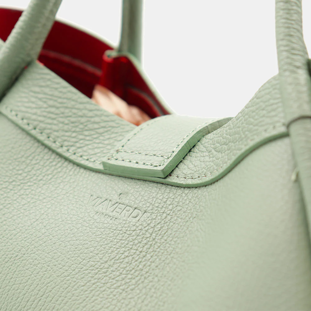 Borsa Donna a Mano VIAVERDI in Pelle Verde Menta Made in Italy linea Cortona - Image 11