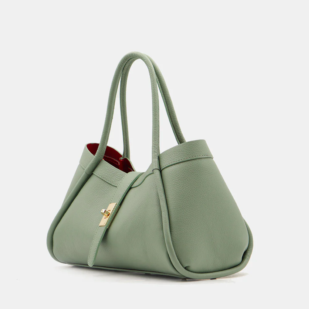Borsa Donna a Mano VIAVERDI in Pelle Verde Menta Made in Italy linea Cortona - Image 3