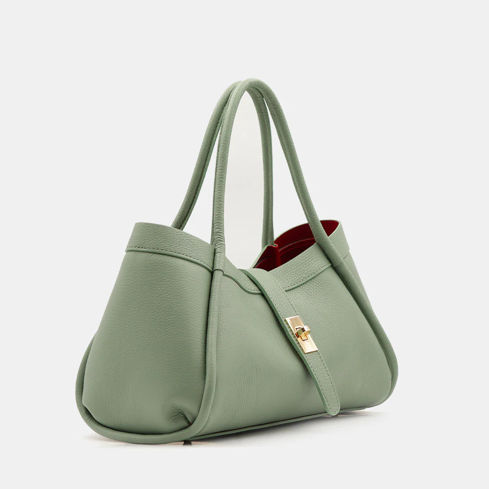 Borsa Donna a Mano VIAVERDI in Pelle Verde Menta Made in Italy linea Cortona - Image 5