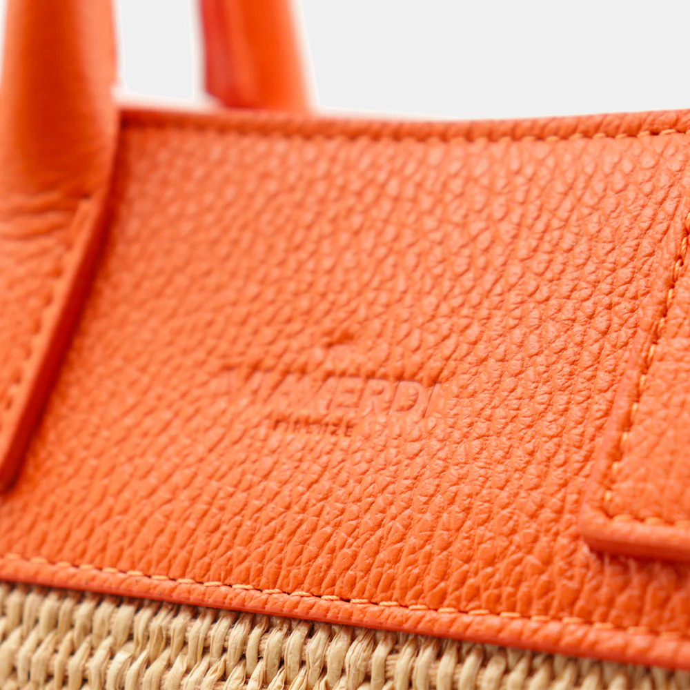 Borsa Donna a Mano VIAVERDI in Rafia e Pelle Arancione Made in Italy linea Artimino - Image 11