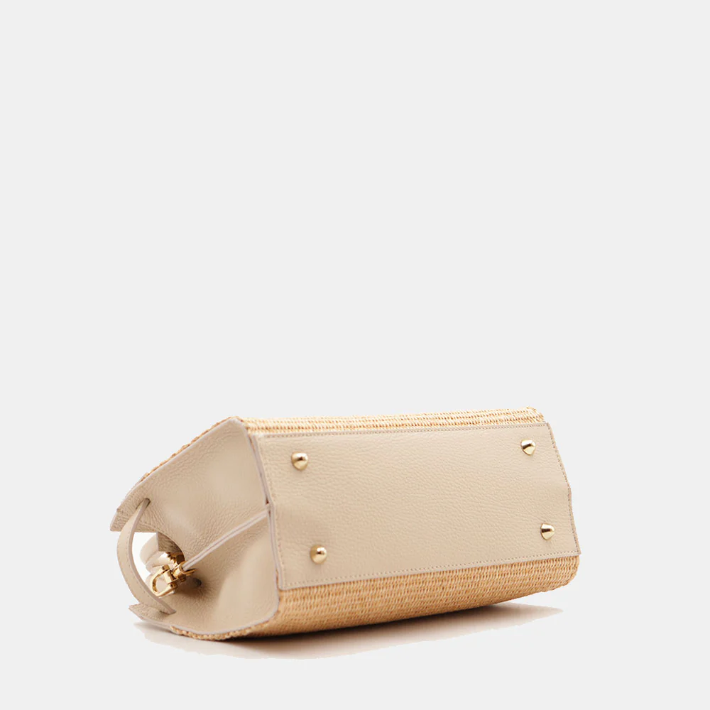 Borsa Donna a Mano VIAVERDI in Rafia e Pelle Avorio Made in Italy linea Artimino - Image 12